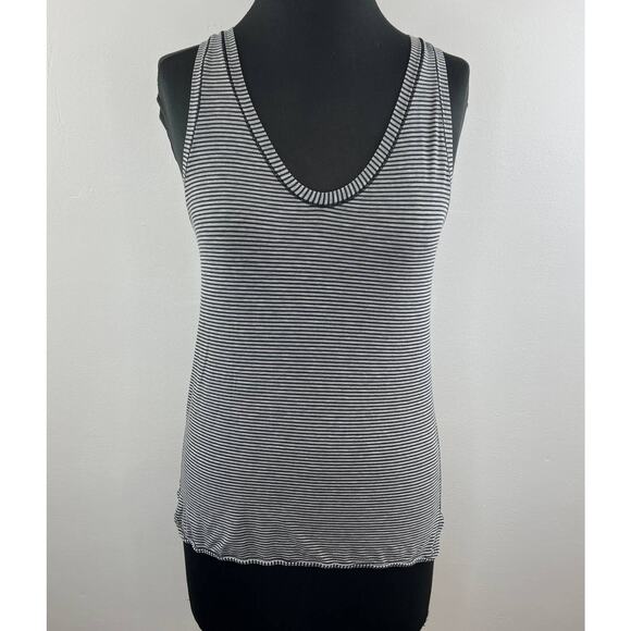 LULULEMON Black White Striped Sleeveless Scoop Neck Pullover Athletic Tank Top 4 - Picture 1 of 5